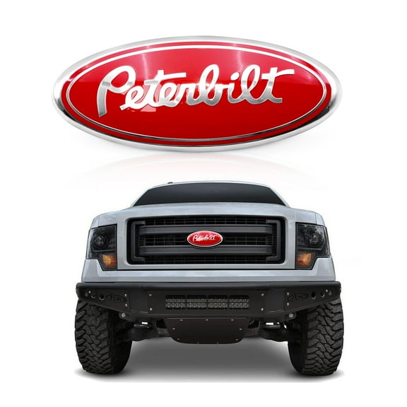 1PC 9inch Red And Silver Word Peterbilt Fit for F150 2004-2014 Car Pick-up Truck Front Grille Grill Hood Custom Emblem Badge 4L34-15402A-CA