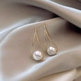thumbnail image 5 of AIGIA Sterling Silver Pearls Drop Earrings for Women Pearls Dangle Earrings Threader, 5 of 6