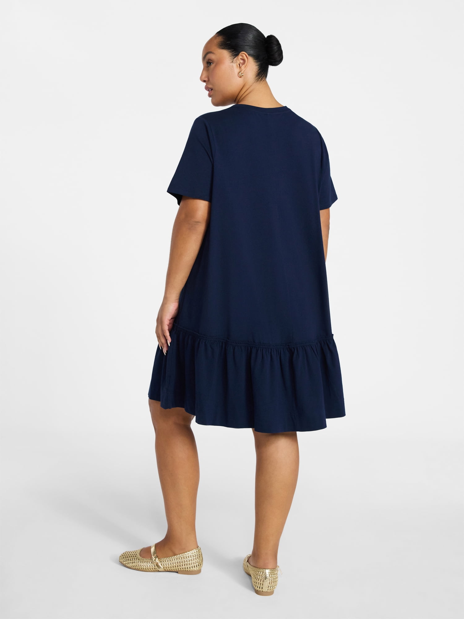 Terra & Sky Women's Plus Size Tier Tee Dress with Short Sleeves, Size 0X-5X