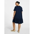 thumbnail image 4 of Terra & Sky Women's Plus Size Tier Tee Dress with Short Sleeves, Size 0X-5X, 4 of 5
