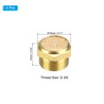 thumbnail image 2 of Uxcell Brass Pneumatic Exhaust Muffler G 3/8 Sintered Bronze Air Compressor Muffler Fitting Flat, Golden,3 Pack, 2 of 6