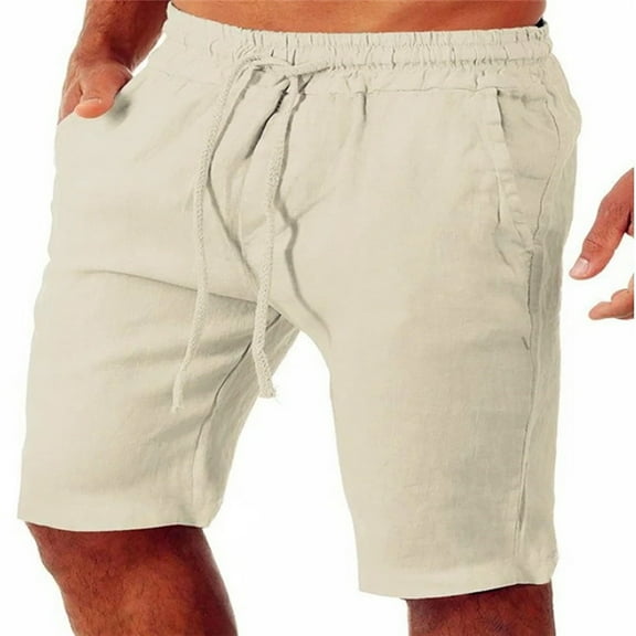 Babysbule Mens Shorts Clearance Men's Summer Fashion Drawstring Elastic Solid Color Loose Casual Five Pants