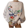 thumbnail image 1 of Blusa de manga larga con estampado de cuello redondo informal para mujer de Navidad Pompotops gfhjh8273, 1 of 5