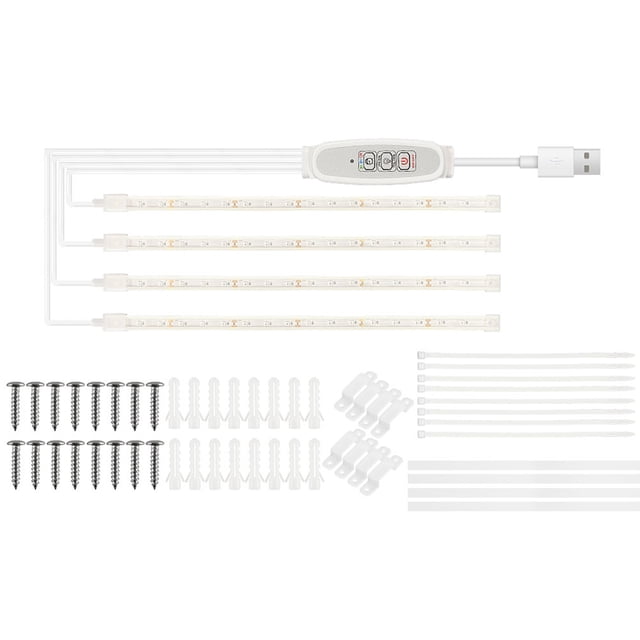 Graflsoa Lampe de Croissance Intelligente à LED avec Spectre Rouge et Bleu, Minuterie 24H, 4 Niveaux de Luminosité, Alimentée par USB, Longueur 30cm, Installation Facile avec Adhésif et Vis