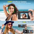 thumbnail image 3 of Cámara digital 4K para fotografía con enfoque automático, cámara Vlogging WiFi mejorada de 64MP para YouTube con pantalla abatible 180 de 3", zoom 16X, cámaras de viaje compactas para principiantes co, 3 of 5
