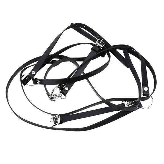 EnJoCho Women's Body Belt Vest Punk Faux Leather Chain Belts For Dresses Skinny Waist Belts Goth Belts Women Halloween PU Leather Skinny Body Adjustable Belts With Gothic Circle For Party