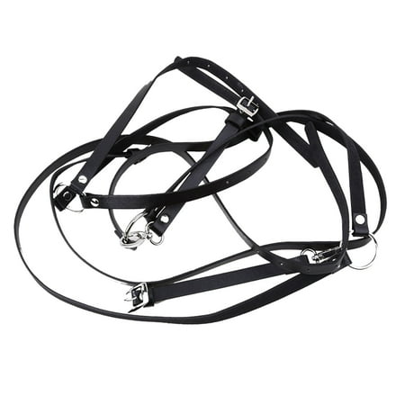 Yigetop Cinturones Para Mujer Clearance  Punk Waist Belt Women Halloween Pu Leather Skinny Body Adjustable Belts With Gothic Circle for Party Belt Strap Suspender Corset Black