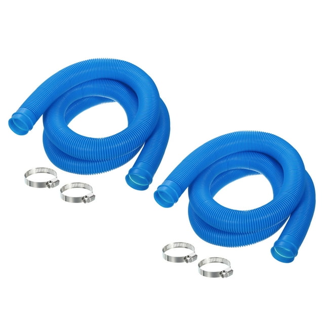 Unique Bargains Pool Replacement Hose, 2 Pack 1.22 x 59' Pool Filter Pump Replacement Hoses, Blue