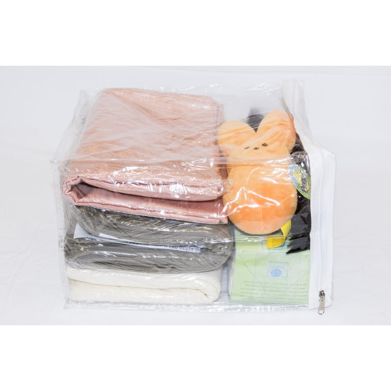 5-Pack Clear Vinyl Zippered Comforter Moving Storage Bags 21 x 21 x 10 Inch with Rope Handle