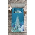 thumbnail image 3 of Ambesonne Ocean Quilted Bedspread Set 2 Pcs, Mermaid Castle, Twin Size, Turquoise Pale Blue Teal, 3 of 3