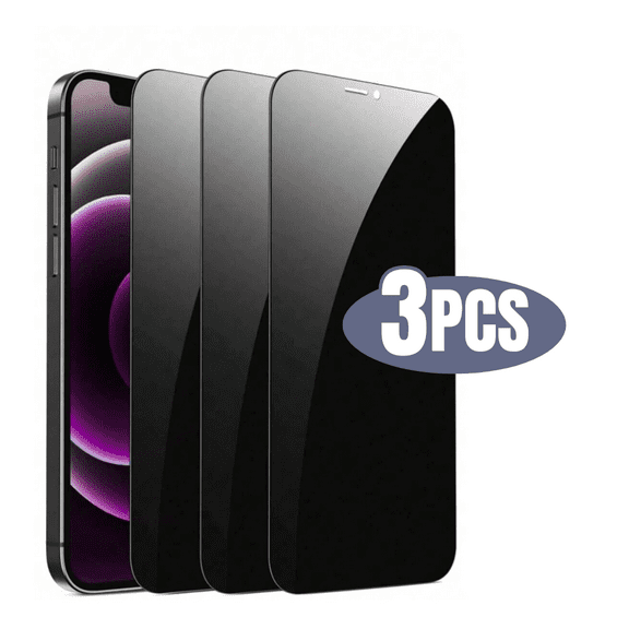 3 Pack BLUUMTEK Privacy Screen Protector for iPhone 12 Pro Max Tempered Glass 9H Hardness Anti-Peep
