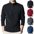 thumbnail image 5 of Men's Quarter Zip Pullover Long Sleeve Mock Neck Casual Fleece Sweater Top, 5 of 5