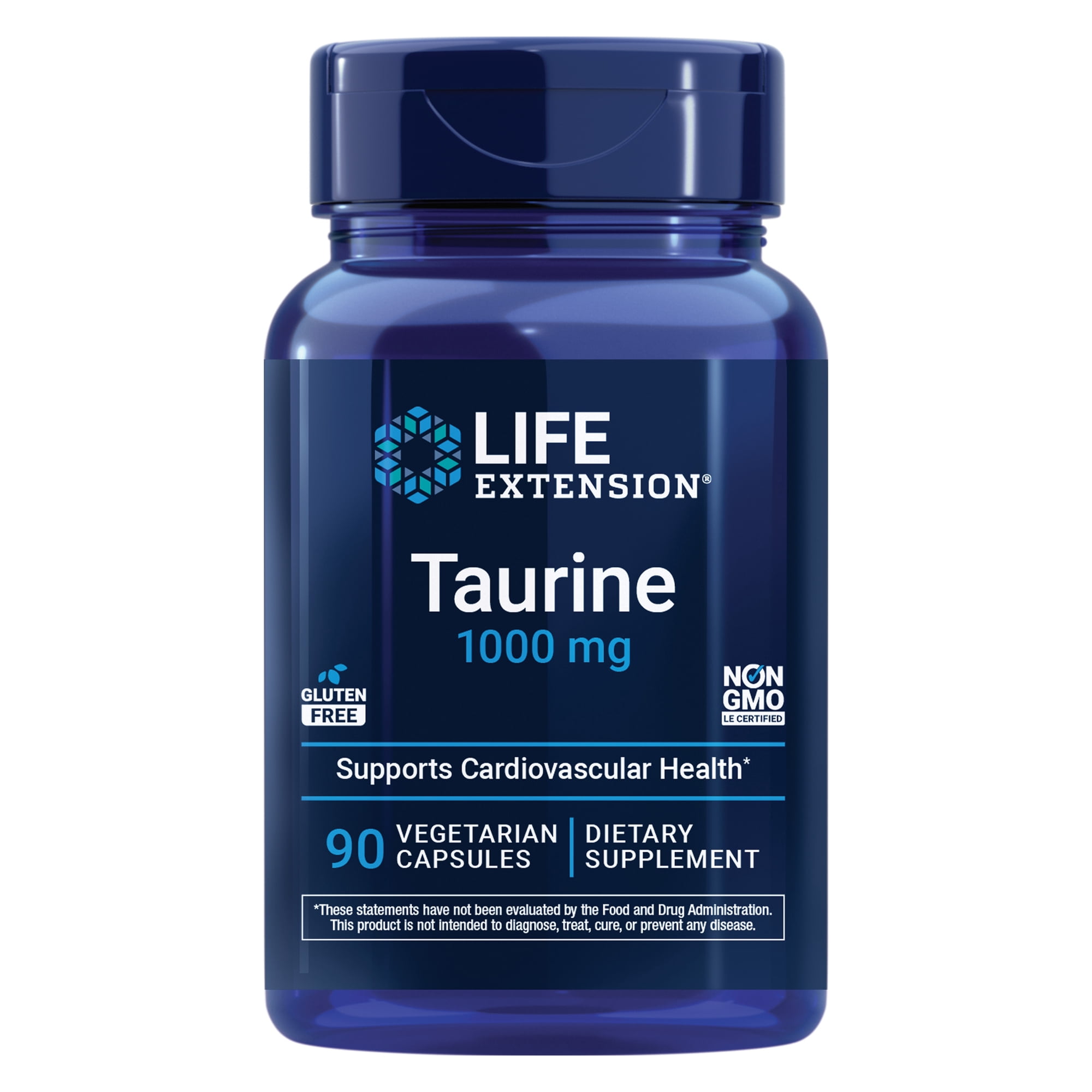 Taurine, 1000 mg, heart & brain health, blood pressure health support, muscle & exercise performance, essential amino acid, vegetarian, 90 capsules