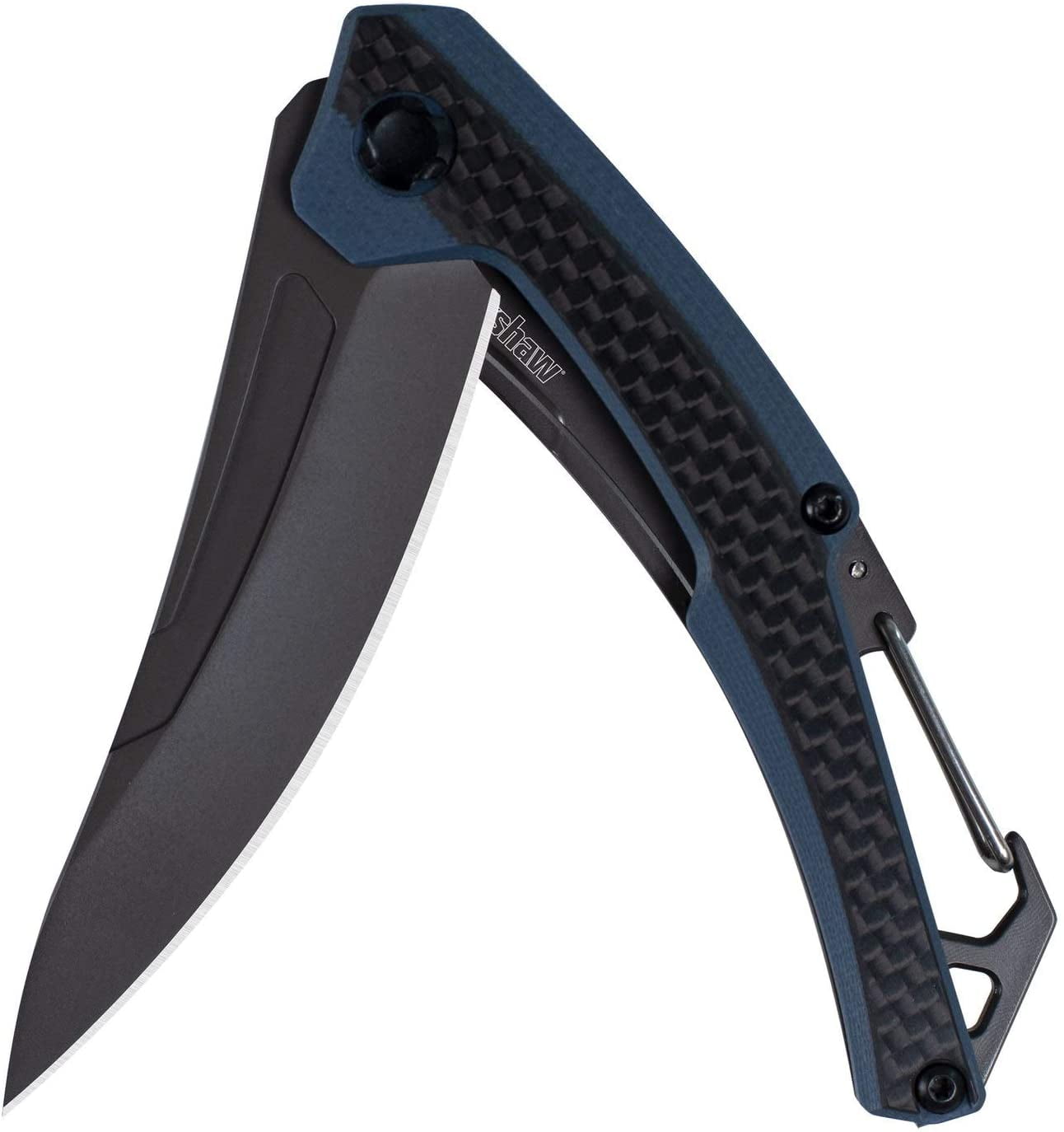Kershaw Reverb XL Manual Knife, Black Lightweight 3 inch Blade, Carbon Fiber Overlay, Carabiner