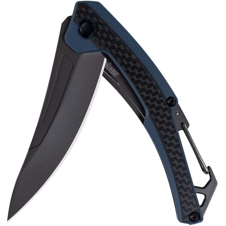 Kershaw Reverb XL Manual Knife, Black Lightweight 3 inch Blade, Carbon Fiber Overlay, Carabiner