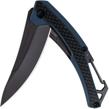 Kershaw Reverb XL Manual , Black Lightweight 3 inch Blade, Carbon Fiber Overlay, Carabiner
