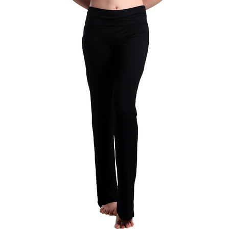 HDE Foldover Athletic Yoga Pants Gym Workout Leggings (Black,
