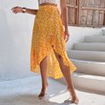 thumbnail image 3 of Gibobby faldas para niña mujer con estampado floral bohemio y estampado irregular con flecos(Amarillo, S), 3 of 5