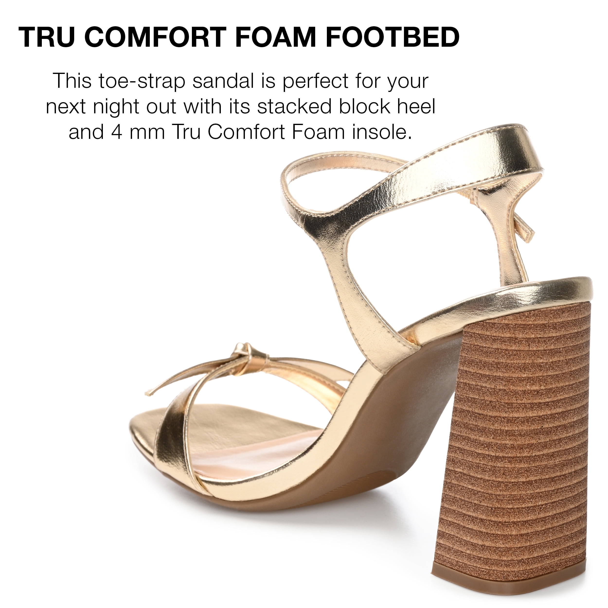 Journee Collection Womens Dianne Tru Comfort Foam Open Square Toe Stacked Heel Sandals