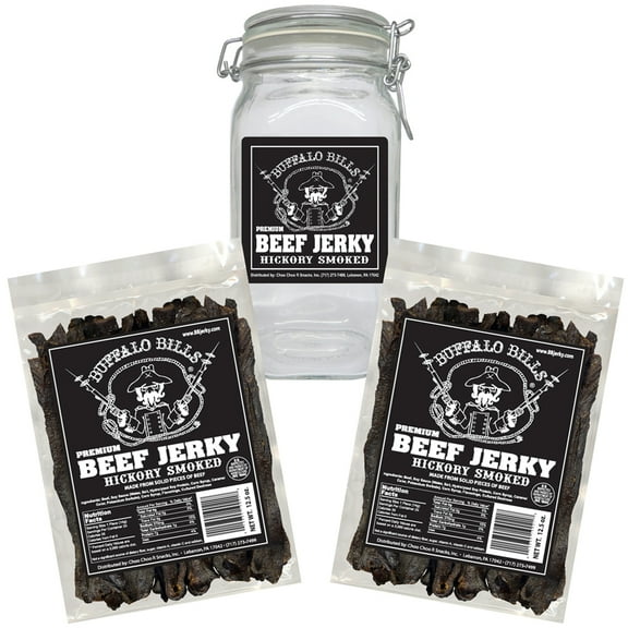 Buffalo Bills Hickory Smoked Beef Jerky 2 Bag Starter Kit (2 bags and 1 jar)
