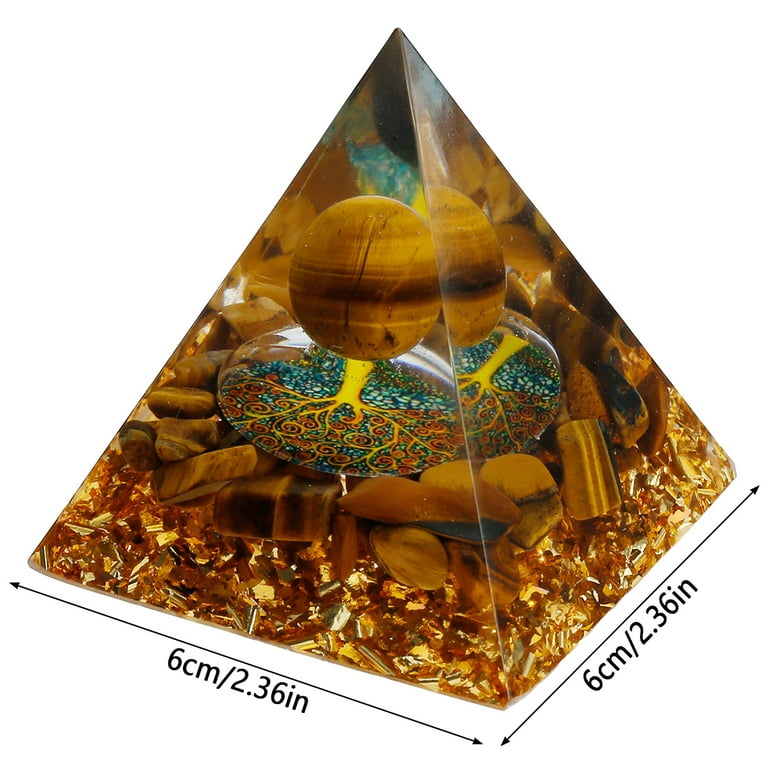 Ghopy Energy Generator Orgone Pyramid Resin Crystal Pyramid Healing Crystal Energy for Protection Spiritual Desktop Meditation Ornament Positive