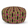 thumbnail image 1 of Retro Pouf Cover with Zipper, Abstract Retro Disco Pattern with Geometric Effects Plopping Stripes Design, Soft Decorative Fabric Unstuffed Case, 30" W X 17.3" L, Hot Pink and Cream, by Ambesonne, 1 of 5