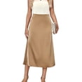 thumbnail image 4 of Hibeli Women Satin High Waisted Zippered Solid Color A-Line Skirt, 4 of 7