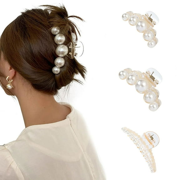 Elegant Pearl Hair Clip Set for Updos and Hairpins with Secure Back Clip Design