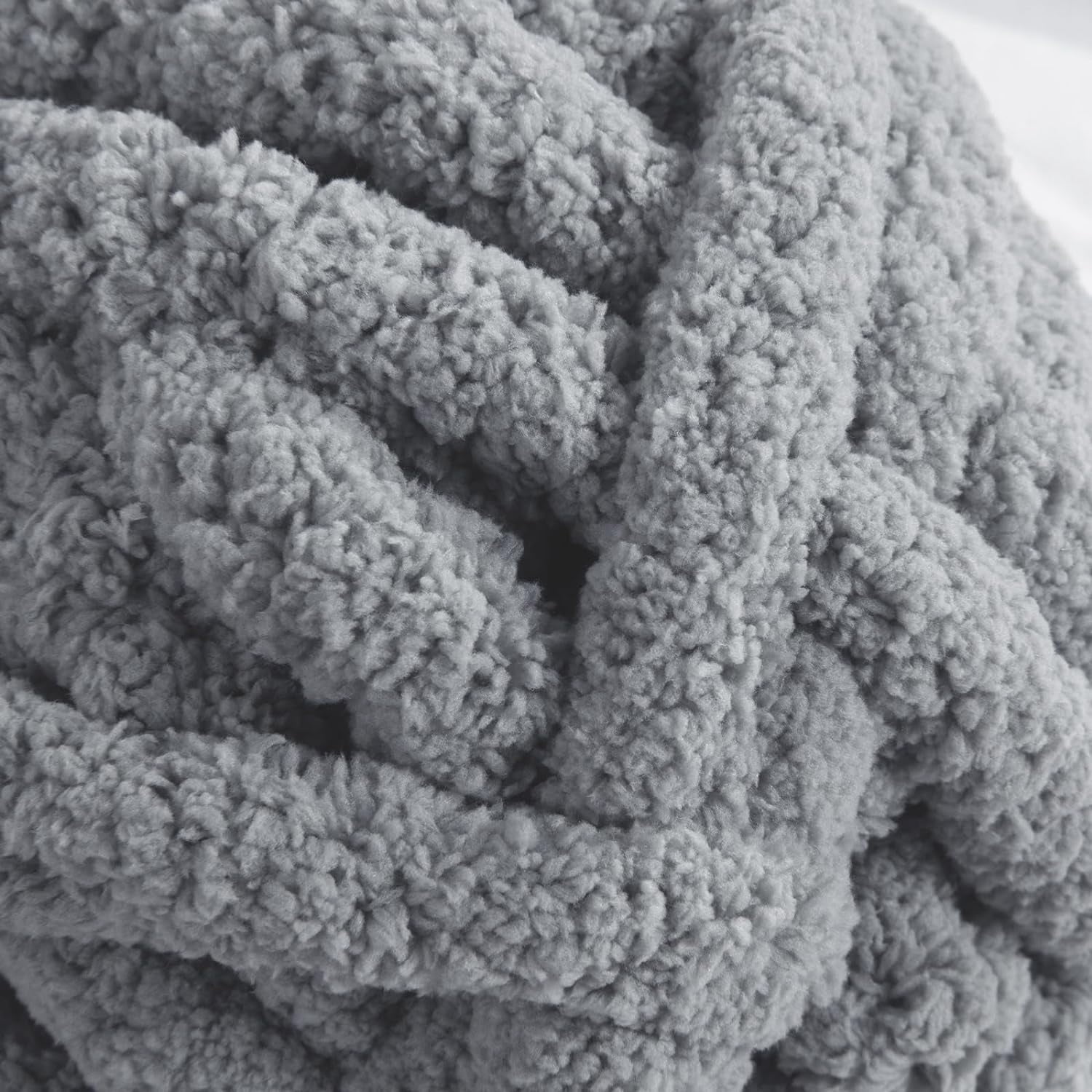 2 Pack Chunky Chenille Yarn for Crocheting, Bulky Thick Fluffy Yarn for Knitting, Bulky Chunky Yarn for Hand Knitting Blanket, Super Soft Plush Yarn (27yds Each Skein)-Gray