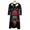 thumbnail image 4 of Robe Évasée Design Fleurs Hongroises Style Traditionnel Robe à Encolure Carrée Élégante Mode Féminine Robe Imprimée Traditionnelle, 4 of 5