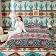 thumbnail image 4 of Erosebridal Rustic Farmhouse Aztec Bedding Comforter Set, Western Cowboy Full Bedding Set, Pink Purple Black, Gray Reversible 7pcs, 4 of 6