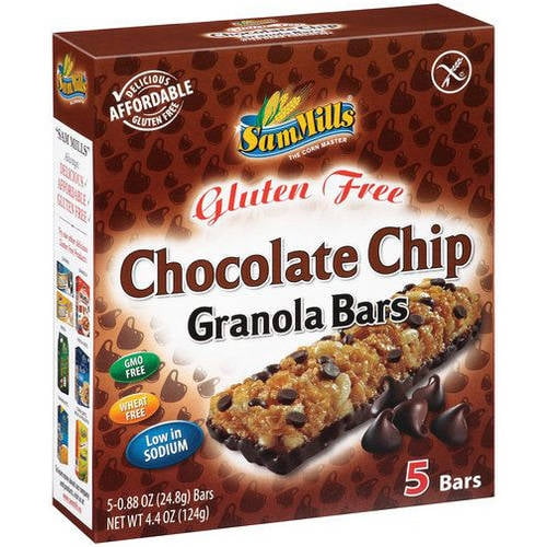 Sam Mills Gluten Free Chocolate Chip Granola Bars, 4.4 oz., (Pack of 12