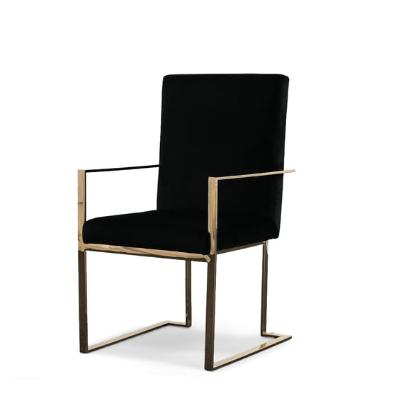 Limari Home Trea 18.5" Modern Velvet and Metal Dining Chair in Black/Rosegold