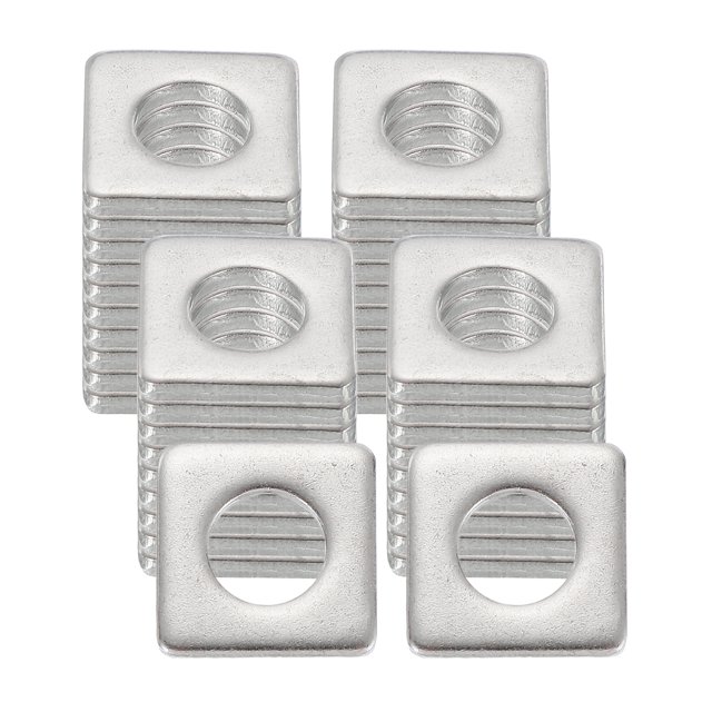 Uxcell 40 Pcs Arandela Plana Cuadrada, 8MM ID x 16MM OD x 2MM de Grosor, Espaciador de Goma de Acero Inoxidable 304 para Tornillos, Talleres de Reparación de Baños, Construcción, Plateado