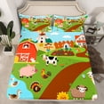 thumbnail image 5 of Feelyou Farm Animal Queen Sheet Sets, Cartoon Cow Pig Sheep Flat Sheet, Child Boys Girls Preppy Queen Fitted Sheet, Breathable Bedroom Decorative, 4pcs, 5 of 7