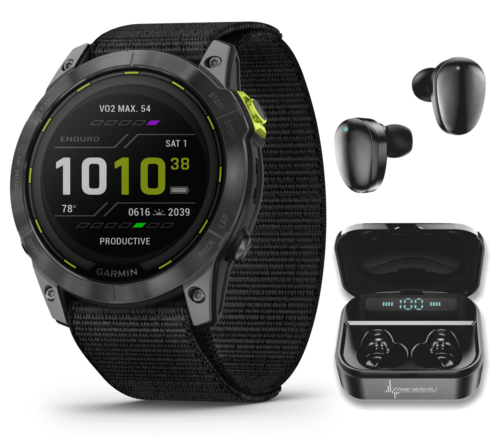 Garmin Enduro 2 Smartwatch, Carbon Gray DLC Titanium with Black Nylon Band,  Long-Lasting GPS Battery Life, Solar Charging, Preloaded Maps with
