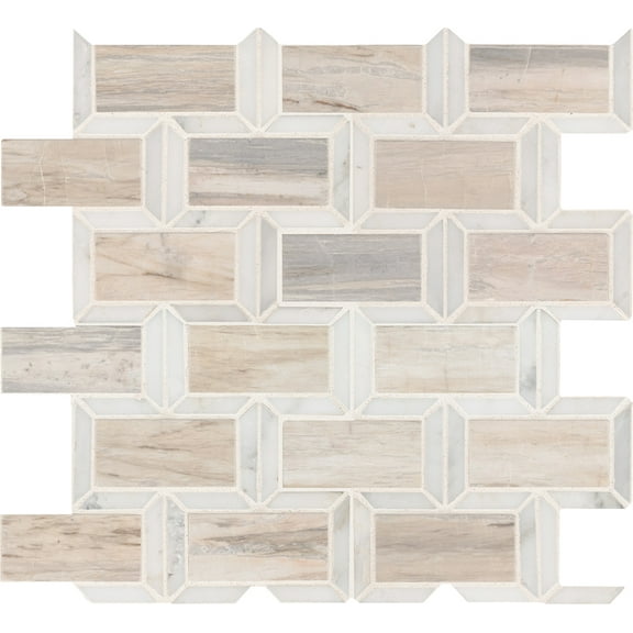 MSI Angora Framework 12 in. x 12 in. x 10mm Polished Marble Mesh-Mounted Mosaic Tile (10 sq. ft. / case)