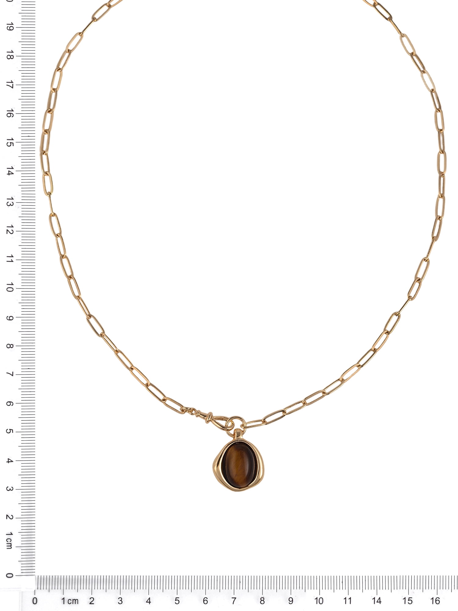 Time and Tru Goldtone Tiger Eye Round Pendant Necklace