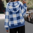thumbnail image 5 of Women's Lightweight Plaid Shacket Fleece Lined Hooded Jacket Long Sleeve Warm Coat Casual Fall Winter Fashion, 5 of 7