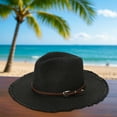 thumbnail image 2 of Sombrero de paja de verano con cinturón trenzado - Sombrilla plegable para viajes y jardinería, 2 of 3