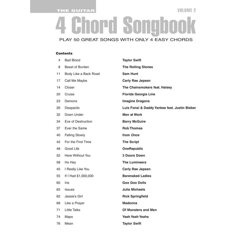 Three Chord Songs Guitar Chord Songbook
