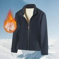 thumbnail image 2 of WRKEKC Veste en Molleton de Velours Réversible pour Homme, à Porter Double Face, Isolée Thermiquement, à Capuche, Cardigan à Manches Longues pour une Chaleur Hivernale Luxueuse, Bleu Marine 5TG, 2 of 3