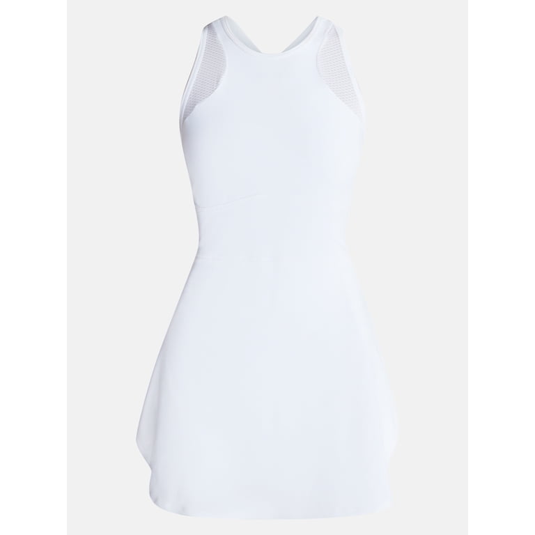 mesh tennis dress Half Zip Contrast Mesh Side Pocket 2-Piece Mini Tennis Active Dress