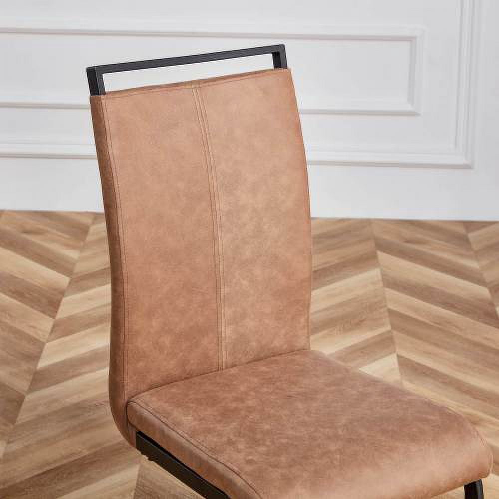 BSHTI Modern Dining Chairs,Leathaire Fabric High Back Upholstered Side Chair with C-shaped Tube Black Metal Legs for Dining Room Kitchen Vanity Patio Club Guest Office chair (Set of 4)