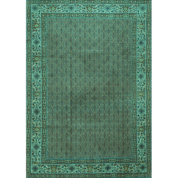 Ahgly Company Machine Washable Indoor Rectangle Persian Turquoise Blue Traditional Area Rugs, 5' x 8'