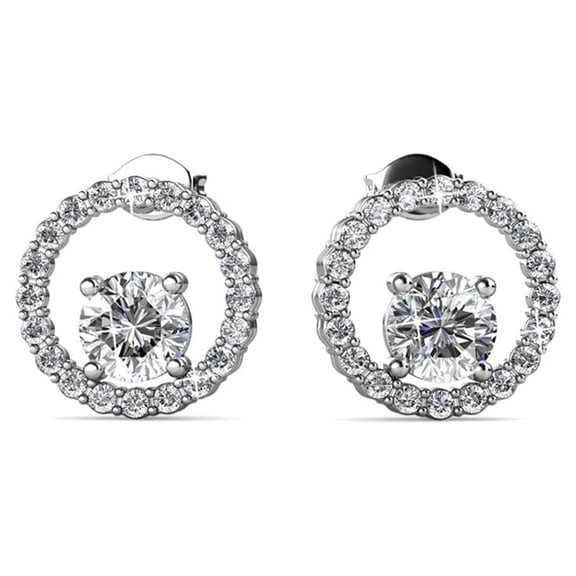 Cate & Chloe Reign 18k White Gold Plated Drop Earrings with Swarovski Crystals for Women, Gift for Her