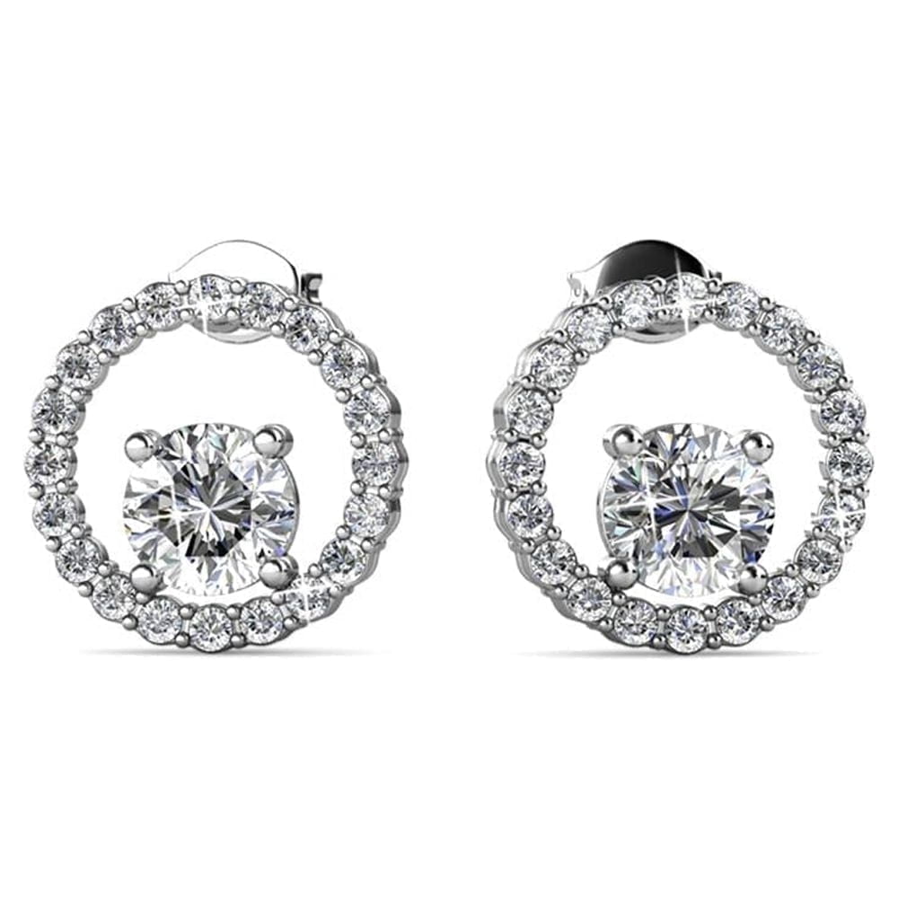 Cate & Chloe Reign 18k White Gold Plated Drop Earrings with Swarovski Crystals for Women, Gift for Her
