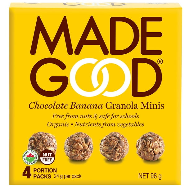 Mini-barres granola de MadeGood - chocolat banane