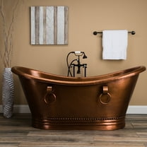 Hadley 71 Inch Copper Freestanding Double Slipper Bathtub - Medium Copper
