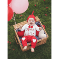 thumbnail image 5 of BemeyourBBs Newborn Baby Boy's Valentines Day Outfits Mama is My Valentine Letters Heart Printed Long Sleeve Romper with Pants Hat Set 3Pcs Infant Spring Clothes, 5 of 9